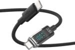 ISY IUC 8000 USB 2.0 Type-C PD töltőkábel, max 100W, teljesítmény kijelzés, 2 méter, fekete (2V221997) (IUC-8000)