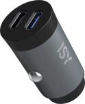 ISY ICC-5030-CC autós töltő, mini, 2 db USB-C csatlakozóval (2V215718), fekete (ICC-5030-CC)