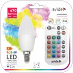 Avide Smart LED Candle gyertya izzó, 4.9W E14, 180 ° 470lm RGB+W IR Távirányítóval (ASC14RGBW-4.9W-RC) (ASC14RGBW-4.9W-RC)