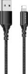 BOROFONE X54 USB - Lightning töltőkábel, szövetborítás, 1 méter, fekete (BX54LIGHTNING B) (BX54LIGHTNING B)