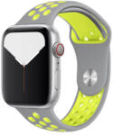 Apple Watch 1/2/3/4/5/6/7/8/9/SE (38/40/41mm) TRPH szilikon óraszíj szürke-zöld