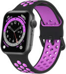 Apple Watch 1/2/3/4/5/6/7/8/9/SE (38/40/41mm) TRPH szilikon óraszíj fekete-lila