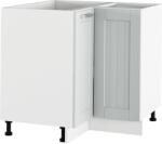 TEMPO KONDELA Alsó sarokszekrény, világosszürke/fehér, JULIA TYP 62