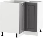 TEMPO KONDELA Alsó sarokszekrény, sötétszürke/fehér, JULIA TYP 62