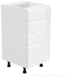 TEMPO KONDELA Alsószekrény, fehér/fehér extra magasfényű, AURORA D40S4 - sprintbutor