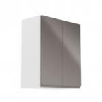 TEMPO KONDELA Felsőszekrény, fehér/szürke extra magasfényű, AURORA G602F - sprintbutor