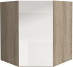 TEMPO KONDELA Felsőszekrény, sarok, fehér magas fényű HG, LINE - sprintbutor