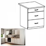 TEMPO KONDELA Alsószekrény D60S3, fehér/sosna Andersen, SICILIA - sprintbutor