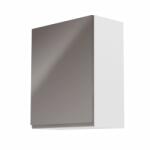 TEMPO KONDELA Felsőszekrény, fehér/szürke extra magasfényű, balos, AURORA G601F - sprintbutor