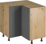 TEMPO KONDELA Sarok alsó szekrény, artisan tölgy/szürke matt, LANGEN D90N - sprintbutor