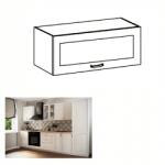 TEMPO KONDELA Felsőszekrény G80KS üveggel, fehér/sosna Andersen, SICILIA - sprintbutor