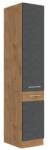 TEMPO KONDELA Magas szekrény, szürke matt/tölgy lancelot, VEGA 40 DK-210 2F - sprintbutor