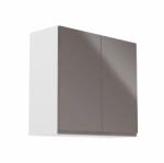 TEMPO KONDELA Felsőszekrény, fehér/szürke extra magasfényű, AURORA G80 - sprintbutor