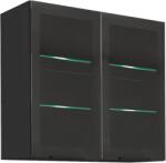 TEMPO KONDELA Felső szekrény, fekete, ARAKA/MENZO/SIBER 80 GS-72 2F - sprintbutor