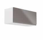 TEMPO KONDELA Felsőszekrény, fehér/szürke extra magasfényű, AURORA G80K - sprintbutor - 30 100 Ft