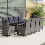 vidaXL 11 részes szürke polyrattan kerti étkezőgarnitúra (3058558) - vidaxl
