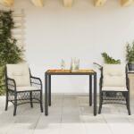 vidaXL 3 részes fekete polyrattan bisztrógarnitúra párnával (3212036)