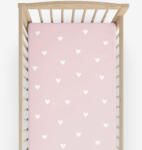 Goldea gyermek körgumis pamut lepedő kiságyba - szívecskék, púderrózsaszín alapon 60 x 120 cm
