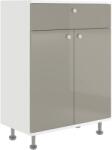 haaus Corp Baie Zaria, 1 Sertar, 2 Usi, Gri Lucios/Alb, MDF, L 60 x l 35 x H 85 cm (922597)