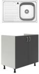 haaus Set Masca Chiuveta Karo, Antracit/Alb, 80 x 50 x 80 cm, Chiuveta Inox, Cuva dreapta (922368)
