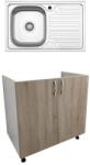 haaus Set Masca Chiuveta Karo, Stejar Sonoma Inchis/Alb, 80 x 50 x 80 cm, Chiuveta Inox, Cuva stanga (922412)