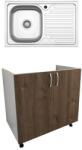haaus Set Masca Chiuveta Karo, Stejar Bronz/Alb, 80 x 50 x 80 cm, Chiuveta Inox, Cuva stanga (922399)