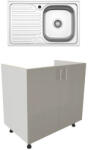 haaus Set Masca Chiuveta Karo, Gri Lucios/Alb, MDF, 80 x 50 x 80 cm, Chiuveta Inox, Cuva dreapta (925550)