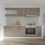 haaus Set Bucatarie Karo V15, Stejar Sonoma Inchis/Alb, Blat Thermo 28 mm, L 240 cm