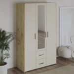 haaus Dulap Malmo, 2 Sertare, 3 Usi, cu oglinda, Stejar Artisan/Argila, 120 x 52 x 200 cm (922962)