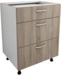 haaus Corp Baza Karo, 3 Sertare, Stejar Sonoma Inchis/Alb, 60 x 50 x 80 cm (911980)