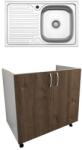 haaus Set Masca Chiuveta Karo, Stejar Bronz/Alb, 80 x 50 x 80 cm, Chiuveta Inox, Cuva dreapta (922405)