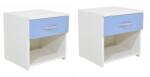 haaus Set 2 Noptiere Leco, 1 Sertar, Alb/Bleu, 40 x 35 x 40 cm (923914)