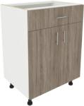 haaus Corp Baza Karo, 1 Sertar, 2 Usi, Stejar Sonoma Inchis/Alb, 60 x 50 x 80 cm (917470)