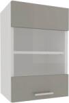 haaus Corp Superior Karo, O Usa, cu sticla, Gri Lucios/Alb, MDF, 40 x 30 x 60 cm (924201)