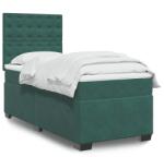 vidaXL sötétzöld bársony rugós ágy matraccal 80 x 200 cm (3290777)