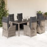 vidaXL 9 részes szürke polyrattan kerti étkezőgarnitúra párnával (3213331)
