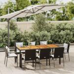 vidaXL 9 részes fekete polyrattan kerti étkezőgarnitúra párnákkal (3184992)