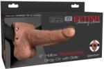 Pipedream 6" Hollow Rechargeable Strap-On with Balls Tan - makelove