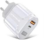 Techsuit Incarcator Priza USB-A, QC 3.0, USB-C, 20W - Techsuit Premium (CHPD038) - White (KF2327939)