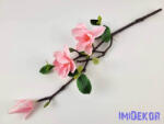 Magnolia 2 fej + bimbó real touch ág 54 cm - Rózsaszín