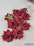  Rózsa nyílott selyemvirág fej 8 cm - Piros