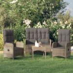vidaXL Set mobilier de grădină cu perne, 3 piese, gri, poliratan (3185091) - comfy