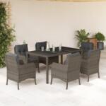 vidaXL Set mobilier de grădină cu perne, 7 piese, gri, poliratan (3211857)