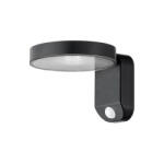 OPTONICA LED Lámpatest Napelemes Oldalfali 9 W Meleg Fehér Mozgásérzékelős Fekete Kerek Kültéri Ip44