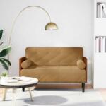 vidaXL barna bársony loveseat kanapé párnákkal 110 cm (4100604)