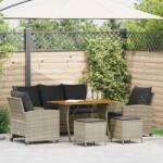 vidaXL 6 részes világosszürke polyrattan kerti ülőgarnitúra párnákkal (3324589)