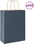 vidaXL 250 db kék papírzacskók fogantyúkkal 26x12x35 cm (4101702)