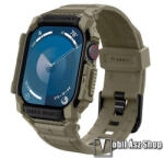 Spigen Apple Watch Series 10 46mm, SPIGEN RUGGED ARMOR PRO okosóra szíj és védő keret, Állítható szilikon szíj, Szilikon keret, Erős védelem, Sötétzöld (ACS08608)