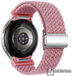  Okosóra szíj, Mágneses csat, Légáteresztő szövet, Fonott, 220mm hosszú, Gombos gyorskioldó, Rózsaszín, Samsung Galaxy Watch FE, Watch4, Watch5, Watch5 Pro, Watch6, Watch7