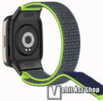  Okosóra szíj - szövet, tépőzáras - 244mm hosszú - KÉK / ZÖLD - Xiaomi Redmi Watch 3 / Mi Watch Lite 3 / Redmi Band 3